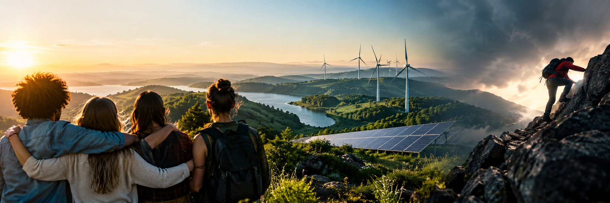 Comunidad, energías renovables y resiliencia representadas en un mismo paisaje